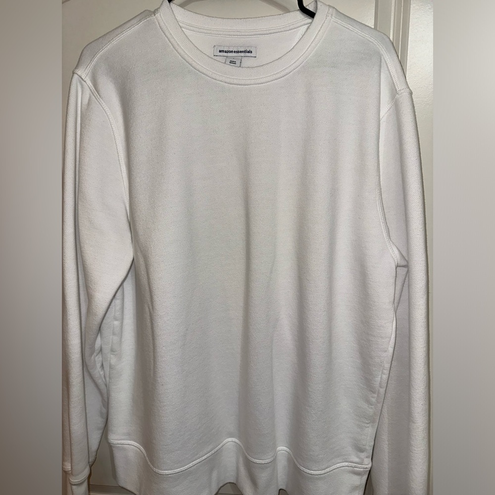 White Amazon Fleece Crewneck Sweatshirt, L